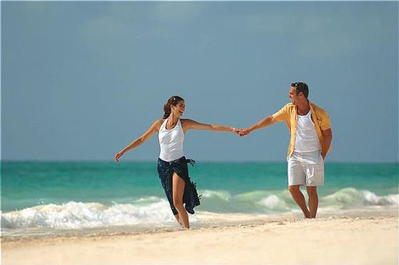 Romantic walk on the beach