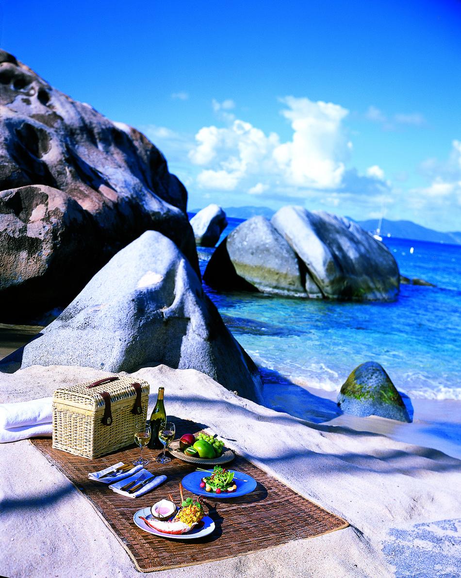 Romantic picnic on the beach