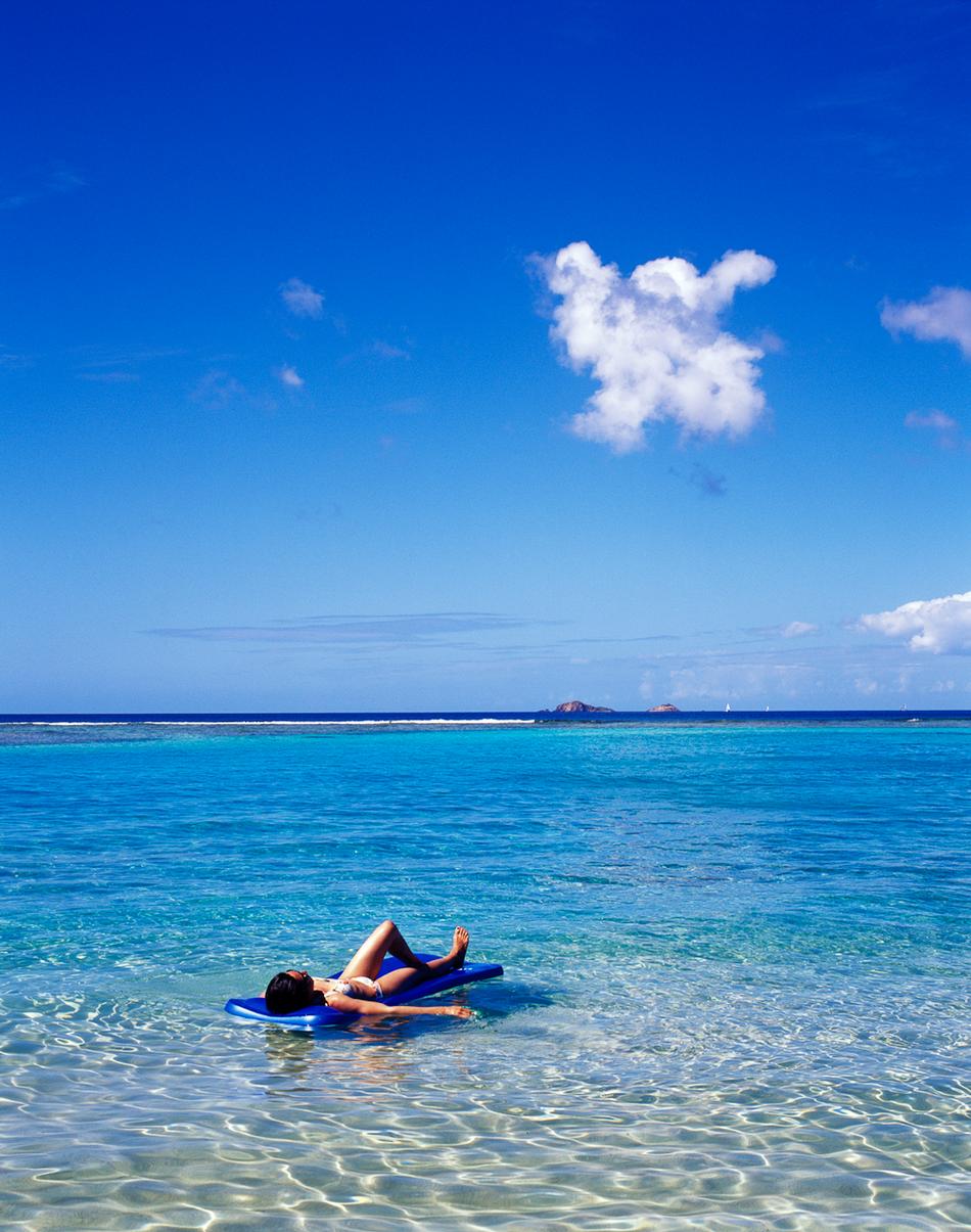 Relax by floating in the Caribbean Sea