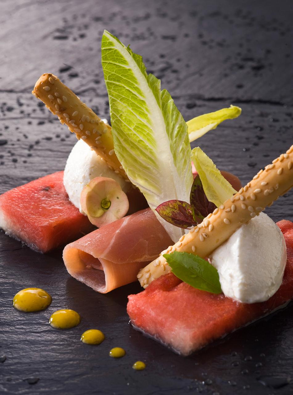 Watermelon and goat cheese plate