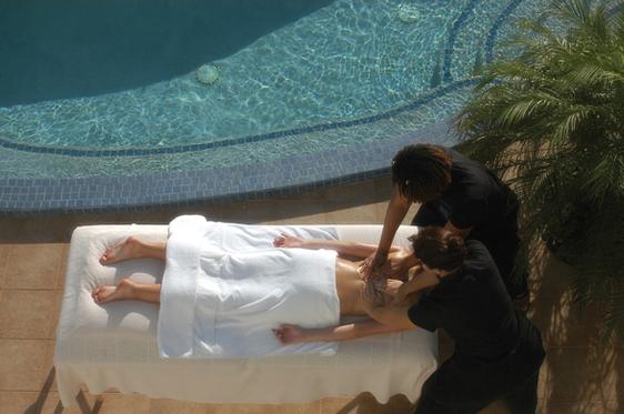 Relaxing poolside massage
